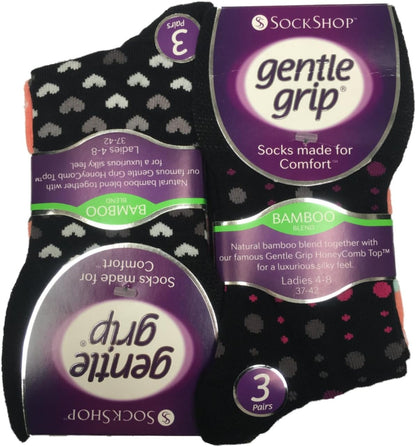 SockShop Gentle Grip Ladies Fun Feet Non-Binding Honeycomb Gentle Top Novelty Patterned Socks in a Multipack of 3 Assorted Colours Size 4-8