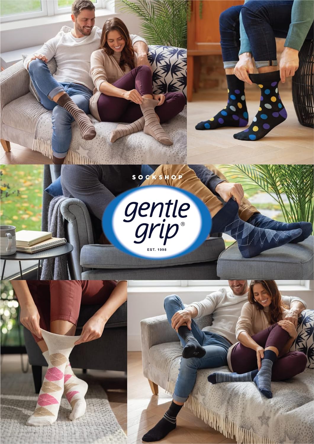 SockShop Gentle Grip Ladies Fun Feet Non-Binding Honeycomb Gentle Top Novelty Patterned Socks in a Multipack of 3 Assorted Colours Size 4-8